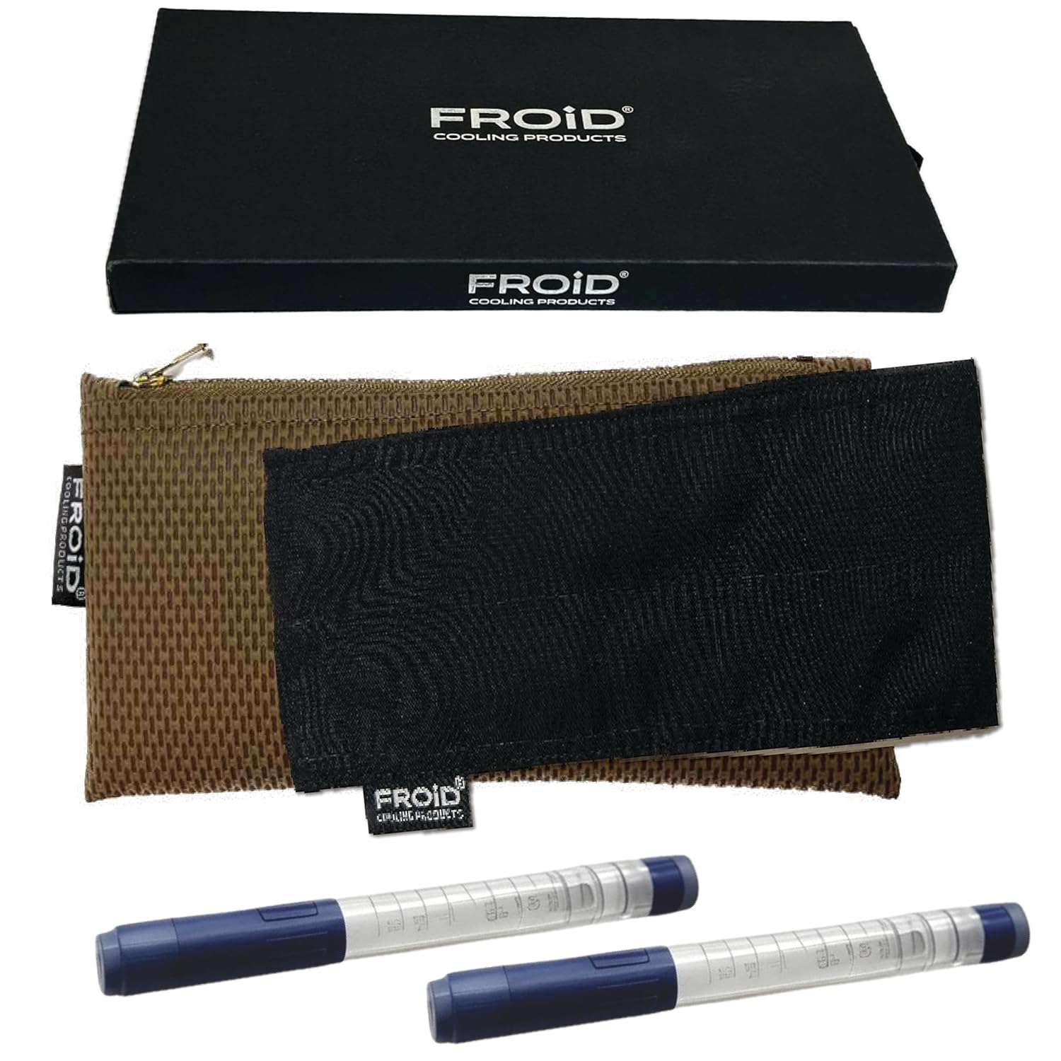 FROiD TWAIN Insulin Cooling Travel Wallet Beige Zipper — holds 2 insulin pens